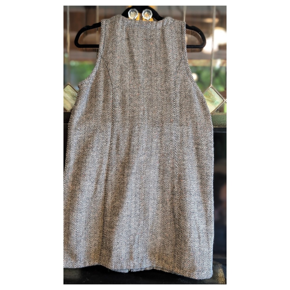 American Eagle Herringbone Wool Blend Zip Front Vest Mini Dress Grey Small NWT - Picture 7 of 8